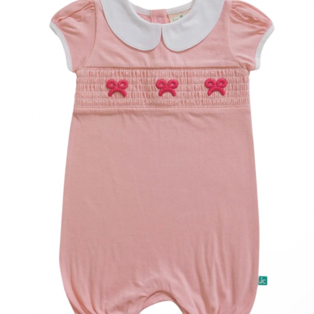 Pink Baby Romper with White Collar